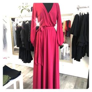 Long sleeve v neck maxi dress